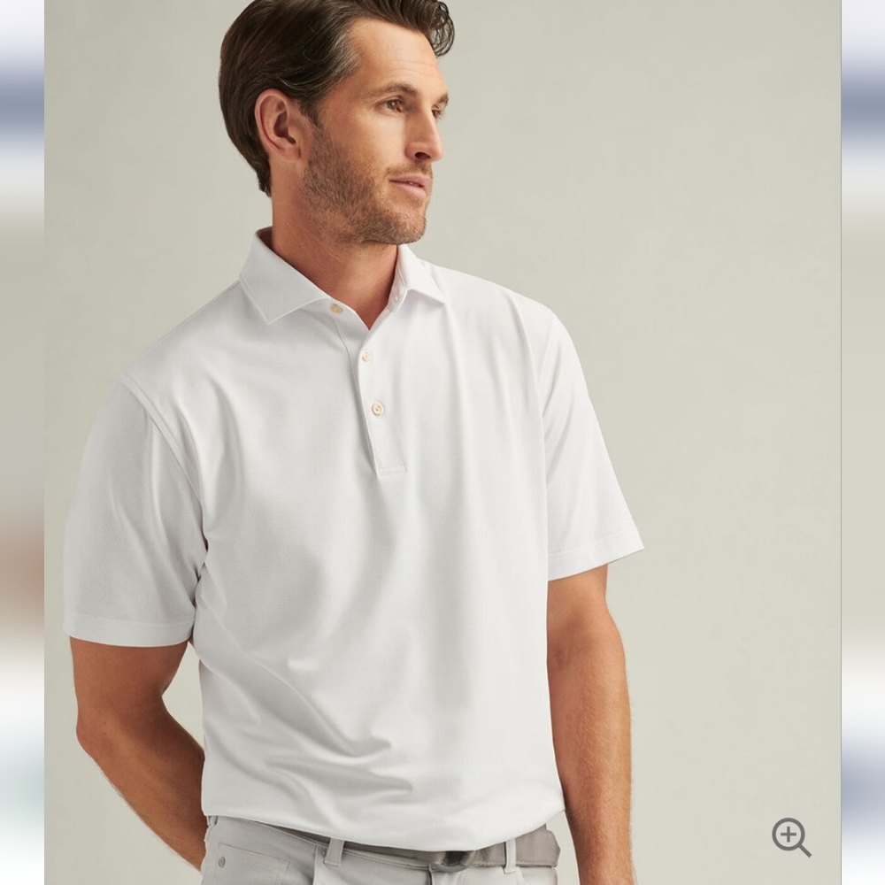 Peter Millar Summer Comfort Solid Performance Polo White Crown Sport